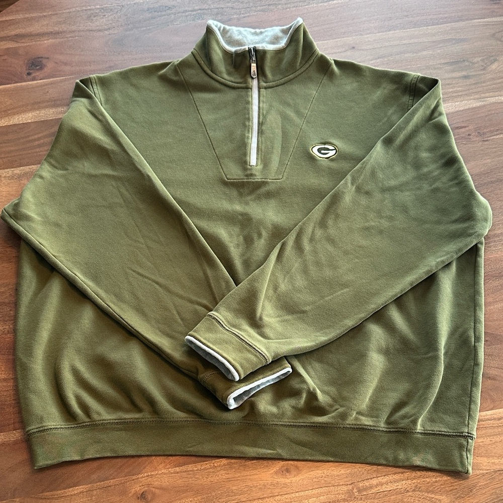Bobby Jones Players Olive Green Men's Green Bay Packers 1/4 zip Sweater XL